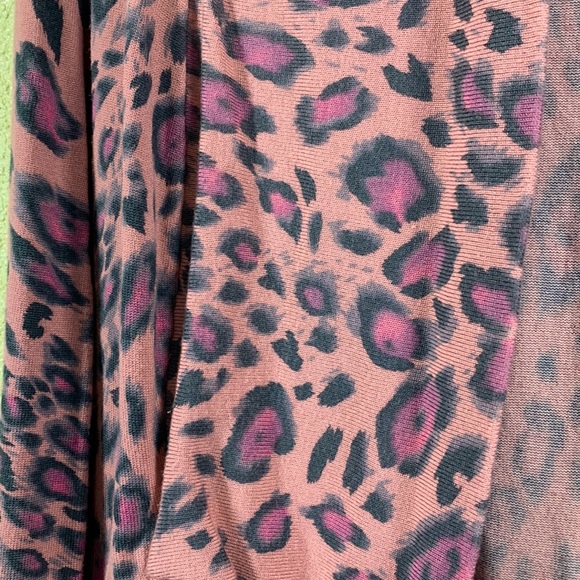 Boston Proper Sweater Open Cardigan S Animal Print Pink Purple Gray - Picture 5 of 14